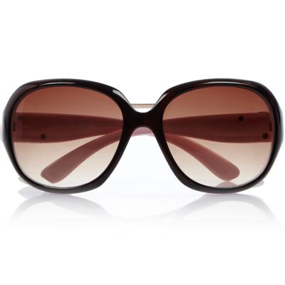 Girls pink oversize brown tinted sunglasses